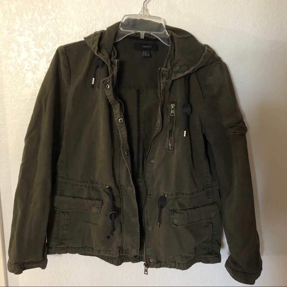 Olive Green Military Jacket with several pockets
